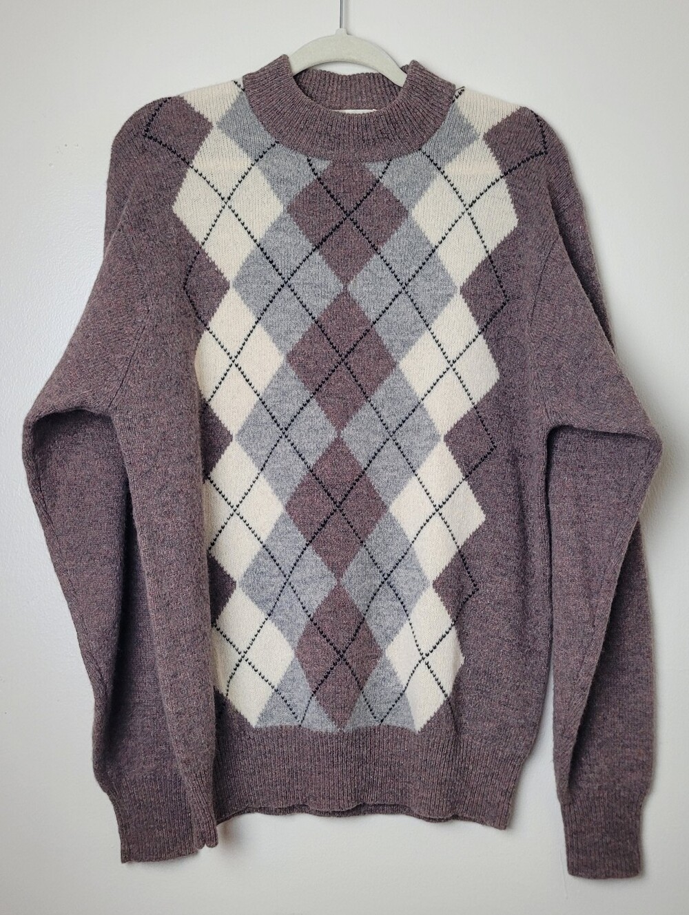 Vintage Kwon Shing Wool Argyle Sweater Preppy Academia Grandpacore Large
